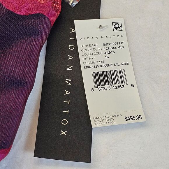Aidan Mattox Sleeveless Floral‎ Jacquard Party Dress Pink/ Fuchsia Size 16 NWT - Picture 11 of 14